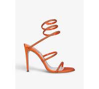 Rene Caovilla Womens Orange Cleo Crystal-embellished Leather Heeled Sandals Eur 36.5 / 3.5 Uk Women