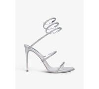 Rene Caovilla Womens Silver Cleo Crystal-embellished Leather Heeled Sandals Eur 40 / 7 Uk Women