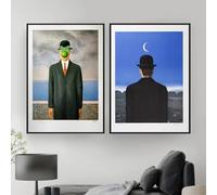 Rene Magritte Canvas Painting Surrealism Classic Artwork Reproduction Posters and Print Wall Art Picture for Living Room 70x100cm-2pcs Frameless