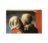 Rene Magritte The Lovers 1928 Surrealist Poster - Wall Art Featuring Veiled Couple for Living Room Artworks Canvas Room Aesthetic Wall Art Prints Home Modern Decor Unframe 12x18inch(30x45cm)