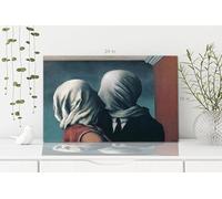Rene Magritte The Lovers Canvas Wall Art Picture Print Ready To Hang Stretched Over A Frame - 18 x 12 inch / 45 x 30 cm