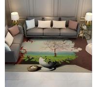 Rene Magritte Washable Rugs for Living Room 120x180cm Modern Soft Faux Short Pile Surreal Vase Blossom Tree Print Area Rugs for Bedroom Dining Room Abstract Carpet for Office Non Slip Non Shedding