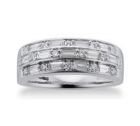 Renee 18ct White Gold 0.77cttw Three Row Diamond Ring - Ring Size J