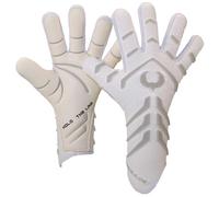 Renegade GK Apex Ghost Professional Strapless Goalie Gloves | 4mm EXT Contact Grip | White Soccer Goalkeeper Gloves (Size 7, Youth, Junior, Evo Neg. Cut, Level 5.5)