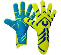 Renegade GK Apex Xtreme Professional Strapless Goalie Gloves | 4mm EXT Contact Grip | Neon Yellow & Blue Soccer Goalkeeper Gloves (Size 12, Adult, Evo Negative Cut, Level 5.5)
