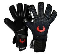 Renegade GK Eclipse Ambush Professional Goalie Gloves with Pro Finger Spines | 4mm EXT Contact Grip | Black & Red Football Goalkeeping Gloves (Size 8, Youth-Adult, Neg. Cut, Level 5)