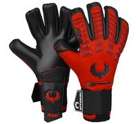 Renegade GK Eclipse Diablo Professional Goalie Gloves with Pro-Tek Fingersaves | 4mm EXT Contact Grip | Red & Black Football Goalkeeper Gloves (Size 10, Adult, Negative Cut, Level 5)
