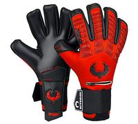 Renegade GK Eclipse Diablo Professional Goalie Gloves with Pro-Tek Fingersaves | 4mm EXT Contact Grip | Red & Black Football Goalkeeper Gloves (Size 10, Adult, Negative Cut, Level 5)