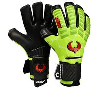Renegade GK Eclipse Nova Professional Goalie Gloves Pro Finger Savers | 4mm EXT Contact Grip | Neon Yellow & Red Football Goalkeeper Gloves (Size 9, Youth-Adult, Neg. Cut, Level 5)