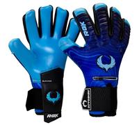 Renegade GK Eclipse Riptide Professional Goalie Gloves with Pro Fingersaves Black| Blue Soccer Goalkeeper Gloves (Size 7, Youth, Junior, Neg. Cut, Level 5)