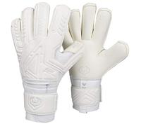 Renegade GK Fury Avalanche Goalie Gloves with Pro-Tek Finger Savers | 4mm Giga Grip & 4mm Duratek | White Football Goalkeeper Gloves (Size 8, Youth-Adult, Roll Cut, Level 4)