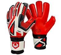 Renegade GK Fury Inferno Goalie Gloves with Pro-Tek Finger Spines | 4mm Giga Grip & 4mm Duratek | Red, White, Black Football Goalkeeper Gloves (Size 7, Youth, Roll Cut, Level 4)