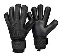 Renegade GK Fury Nightfall Goalie Gloves with Pro-Tek Finger Protection | 4mm Giga Grip & 4mm Duratek | Black Football Goalkeeper Gloves (Size 11, Adult, Mens, Roll Cut, Level 4)