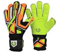 Renegade GK Fury Volt Goalie Gloves with Pro-Tek Finger Savers | 4mm Giga Grip & 4mm Duratek | Neon Yellow, Orange, Black Football Goalkeeper Gloves (Size 8, Youth-Adult, Flat Gecko Cut, Level 4)