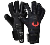 Renegade GK Limited Edition Rogue Quantum Goalie Gloves with Pro-Tek Fingersaves | 4mm Giga Grip & Neoprene | Black & Red Football Goalkeeper Gloves (Size 9, Youth-Adult, Negative Cut, Level 4+)