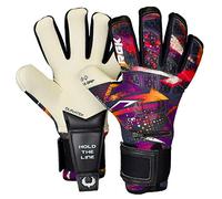 Renegade GK Limited Edition Rogue Slash Goalie Gloves with Pro-Tek Fingersaves | 4mm Giga Grip & Neoprene | Black, Purple, Gold Football Goalkeeper Gloves (Size 9, Youth-Adult, Neg. Cut, Level 4+)