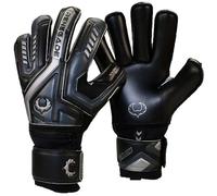 Renegade GK Talon Blackhawk Goalie Gloves with Pro-Tek Fingersaves | 4mm Hyper Grip & Duratek | Black Goalkeeping Gloves (Size 9, Youth-Adult, Roll Cut, Level 2)
