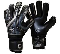Renegade GK Talon Blackhawk Goalie Gloves with Pro-Tek Fingersaves | 4mm Hyper Grip & Duratek | Black Soccer Goalkeeper Gloves (Size 6, Youth, Kids, Roll Cut, Level 2)