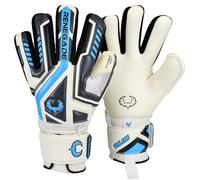 Renegade GK Talon Cryo Goalie Gloves with Pro-Tek Finger Savers | 3.5+3mm Hyper Grip & 4mm Duratek | White, Gray, Blue Football Goalkeeper Gloves (Size 8, Youth-Adult, Negative Cut, Level 2)