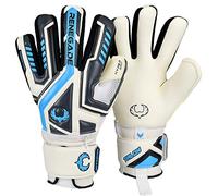 Renegade GK Talon Cryo Goalie Gloves with Pro-Tek Fingersaves | 3.5+3mm Hyper Grip & 4mm Duratek | White, Gray, Blue Football Goalkeeper Gloves (Size 6, Youth, Kids, Negative Cut, Level 2)