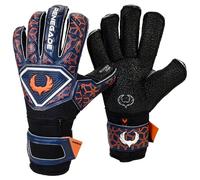 Renegade GK Triton Octane Goalie Gloves with Pro-Tek Finger Savers | 3.5+3mm Super Grip| Black, Blue & Orange Soccer Goalkeeper Gloves (Size 8, Youth-Adult, Roll Cut, Level 2)