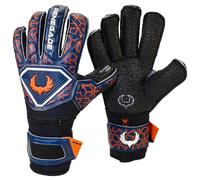 Renegade GK Triton Octane Goalie Gloves with Pro-Tek Fingersaves | 3.5+3mm Super Grip| Black, Blue & Orange Soccer Goalkeeper Gloves (Size 5, Kids, Boys, Girls, Roll Cut, Level 2)