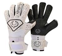 Renegade GK Triton Polaris Goalie Gloves with Pro-Tek Fingersaves | 3.5+3mm Super Grip| White & Black Soccer Goalkeeper Gloves (Size 6, Youth, Kids, Roll Cut, Level 2)