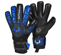 Renegade GK Vortex Shadow Goalie Gloves | 3.5+3mm Hyper Grip & 4mm Duratek | Black & Blue Goalkeeping Gloves (Size 9, Youth-Adult, Negative Cut, Level 3)