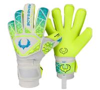 Renegade GK Vortex Wraith Goalie Gloves | 3.5+3mm Hyper Grip & 4mm Duratek | Neon Yellow & Blue Football Goalkeeper Gloves (Size 6, Youth, Kids, Roll Hybrid Cut, Level 3)