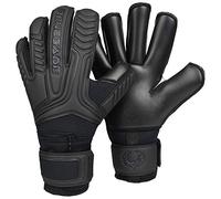 Renegade GK Vulcan Onyx Goalie Gloves with Fingersaves | 3.5+3mm Hyper Grip & 4mm Duratek | Black Football Goalkeeper Gloves (Size 6, Youth, Kids, Roll Cut, Level 3)