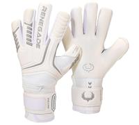 Renegade GK Vulcan Whiteout Goalie Gloves with Fingersaves | 3.5+3mm Hyper Grip & 4mm Duratek | White Goalkeeping Gloves (Size 9, Youth-Adult, Roll Cut, Level 3)