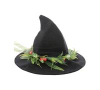 RENEMEGO Witches Hat Women Adult - Halloween Black Witch Hats with Mushroom Vine Woodland Costume Renaissance Renfaire Prom LARP Fairycore Masquerade Magic Cosplay Accessories