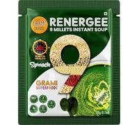 RENERGEE Millet Spinach Instant Soup Packets | No Maida | Gluten Free| No MSG| No Added Colour & Preservative | High Protein & Fiber (20g*12 pack)