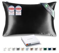 RENESSY Premium Silk Pillowcase 100% Organic Mulberry Silk, 22 Momme, Grade 6A - Oeko-Tex Certified in Germany - Luxury for Hair & Skin, 1 Piece (50x70 cm, Black)
