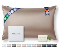 RENESSY Premium Silk Pillowcase 100% Organic Mulberry Silk, 22 Momme, Grade 6A - Oeko-Tex Certified in Germany - Luxury for Hair & Skin, 1 Piece (Standard 50x75 cm, Warm Taupe)