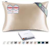 RENESSY Premium Silk Pillowcase 100% Organic Mulberry Silk, 22 Momme, Grade 6A - Oeko-Tex Certified in Germany - Luxury for Hair & Skin, 1 Piece (Standard 50x75 cm, Champagne)