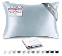 RENESSY Premium Silk Pillowcase 100% Organic Mulberry Silk, 22 Momme, Grade 6A - Oeko-Tex Certified in Germany - Luxury for Hair & Skin, 1 Piece (50x70 cm, Cloud Blue)