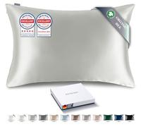 RENESSY Premium Silk Pillowcase 100% Organic Mulberry Silk, 22 Momme, Grade 6A - Oeko-Tex Certified in Germany - Luxury for Hair & Skin, 1 Piece (Super King 50x90 cm, Light Grey)