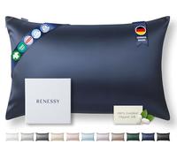 RENESSY Premium Silk Pillowcase 100% Organic Mulberry Silk, 22 Momme, Grade 6A - Oeko-Tex Certified in Germany - Luxury for Hair & Skin, 1 Piece (Standard 50x75 cm, Navy Blue)