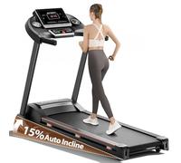 RENESTAR Treadmills for Home, Treadmill with 0-15% Auto Incline, 3HP Folding Treadmills for Running Walking with 300LBS Weight Capacity, Incline Treadmill Equipped with Bluetooth & Pulse Monitor