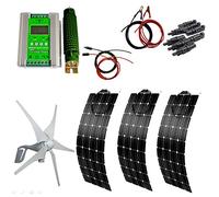 Renewable Energy Generator Kit: 700W Hybrid Power with Solar Panels and Wind Turbine for Off-Grid RV, Camping, and Marine Use