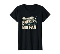 Renewable Energy I'm A Big Fan Wind Turbine Pun Value Graphic T-Shirt, Women, Black, M