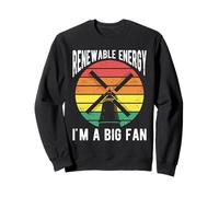 Renewable Energy I'm A Big Fan Windmill Retro Sunset Sweatshirt
