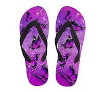 Renewold Butterfly Purple Flip Flop Sandals, Casual Comfortable Sandals for Women Girls, Flip Flop Slippers, Home Daily Slipper Beach Vacation Pool Sandal