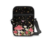 Renewold Casual Athletic Travel Purse Handbag Crossbody Bag Shoulder Bag Messenger Bag for Women Men Boys Girls Mushroom Daisy Print Cross-Body Sling Bags Satchel