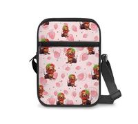 Renewold Crossbody Bag Strawberry Dachshund Print Messenger Bag with Adjustable Shoulder Strap Multi Zipper Pockets Lightweight Travel Purse Cell Phone Purses Casual Athletic Cross Body Handbags