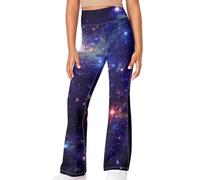 Renewold Girls' Flare Leggings Galaxy Space Print Girls Bootcut Yoga Pants High Waisted Bell Bottoms Casual Athletic Dance Stretch Pants Clothes for Kids Teens Size 13-14 Years