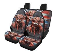 Renewold Highland Cow Flag Car Seat Covers Full Set Lightweight Decor Accessories Automotive Cover Accessories Easy to Install Car Seat Protector Universal Fit for Most Automotive Cars Trucks