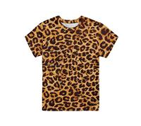 Renewold Kids Clothes Leopard Print T-Shirt Boys Girls Performance Athletic Everyday Short Sleeve Shirt Summer T Shirts 13-14 Years Tee Shirt