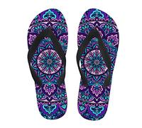Renewold Mandala Lotus Purple Girls Womens Sandals Flip Flops Casual Flat Sandal All Weather Flip Flop Sandals Home Outdoor Flip Flops Slides Comfort Shoes